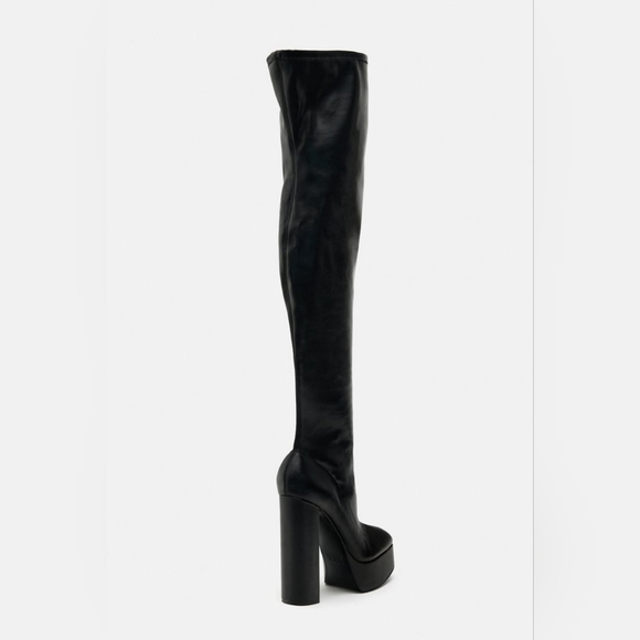 ZARA LIMITED EDITION OVER THE KNEE PLATFORM BOOTS - Picture 8 of 9
